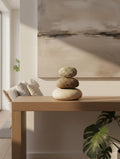 Triple Stone Cairn Sculpture — Natural Zen Balance Decor - Home Decor