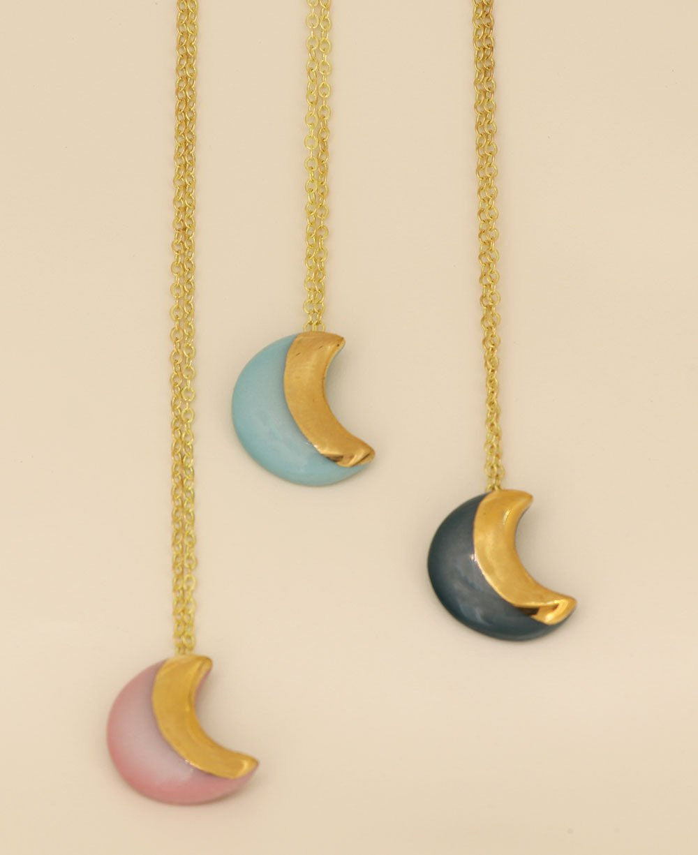 Trust Your Journey Lunar Dainty Porcelain Necklace - Necklaces Rose