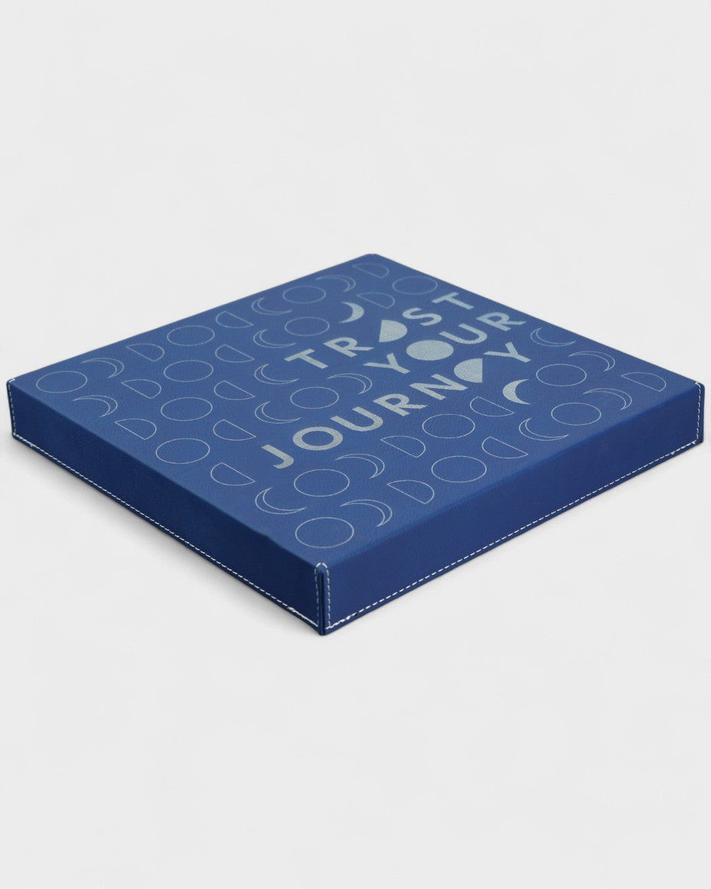 Trust Your Journey Wall Hanging – Moon Phase Art in Blue Leatherette - Posters, Prints, & Visual Artwork