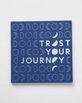 Trust Your Journey Wall Hanging – Moon Phase Art in Blue Leatherette - Posters, Prints, & Visual Artwork