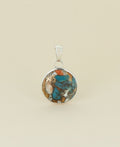 Turquoise Spiny Oyster Sterling Silver Round Pendant - Charms & Pendants