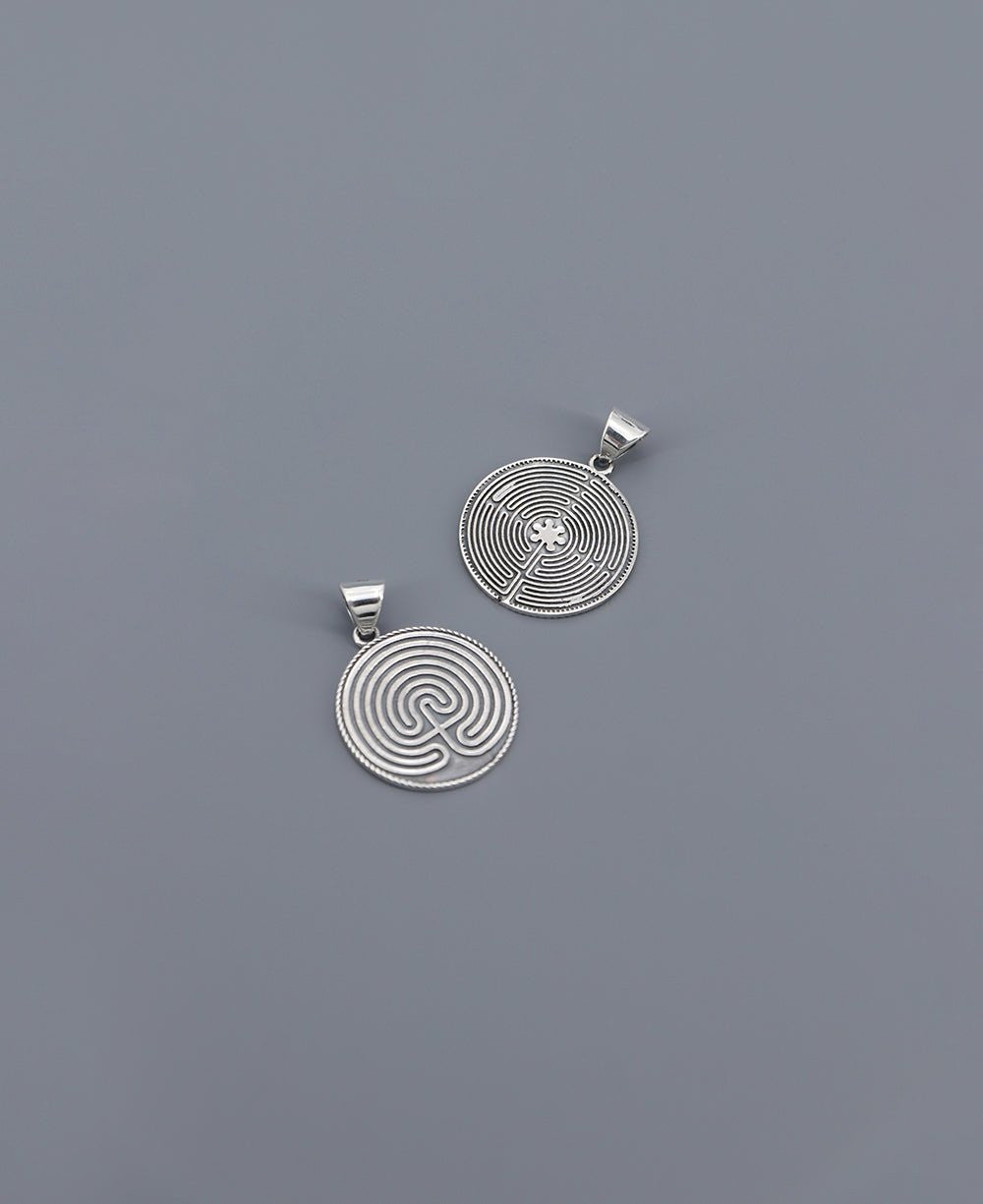 Two Sided Sterling Silver Labyrinth Pendant - Charms & Pendants
