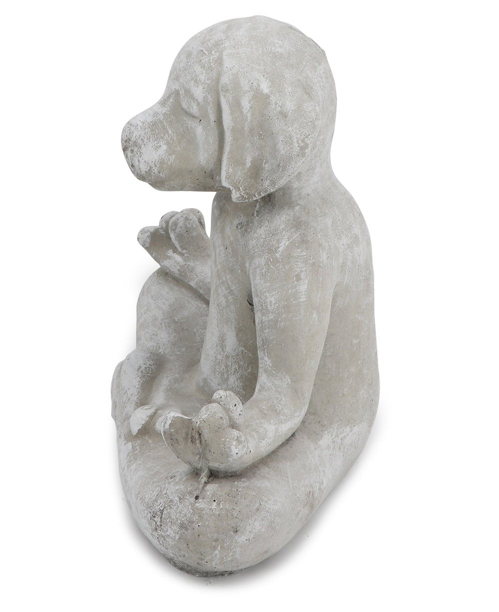 USA Made Cast Stone Meditating Zen Dog Garden Statue - Sculptures & Statues