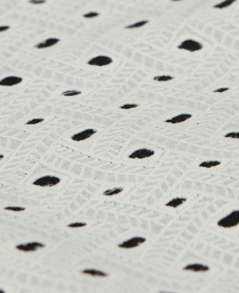 White Eyelet with Black Base Zafu Meditation Cushion - Massage Cushions