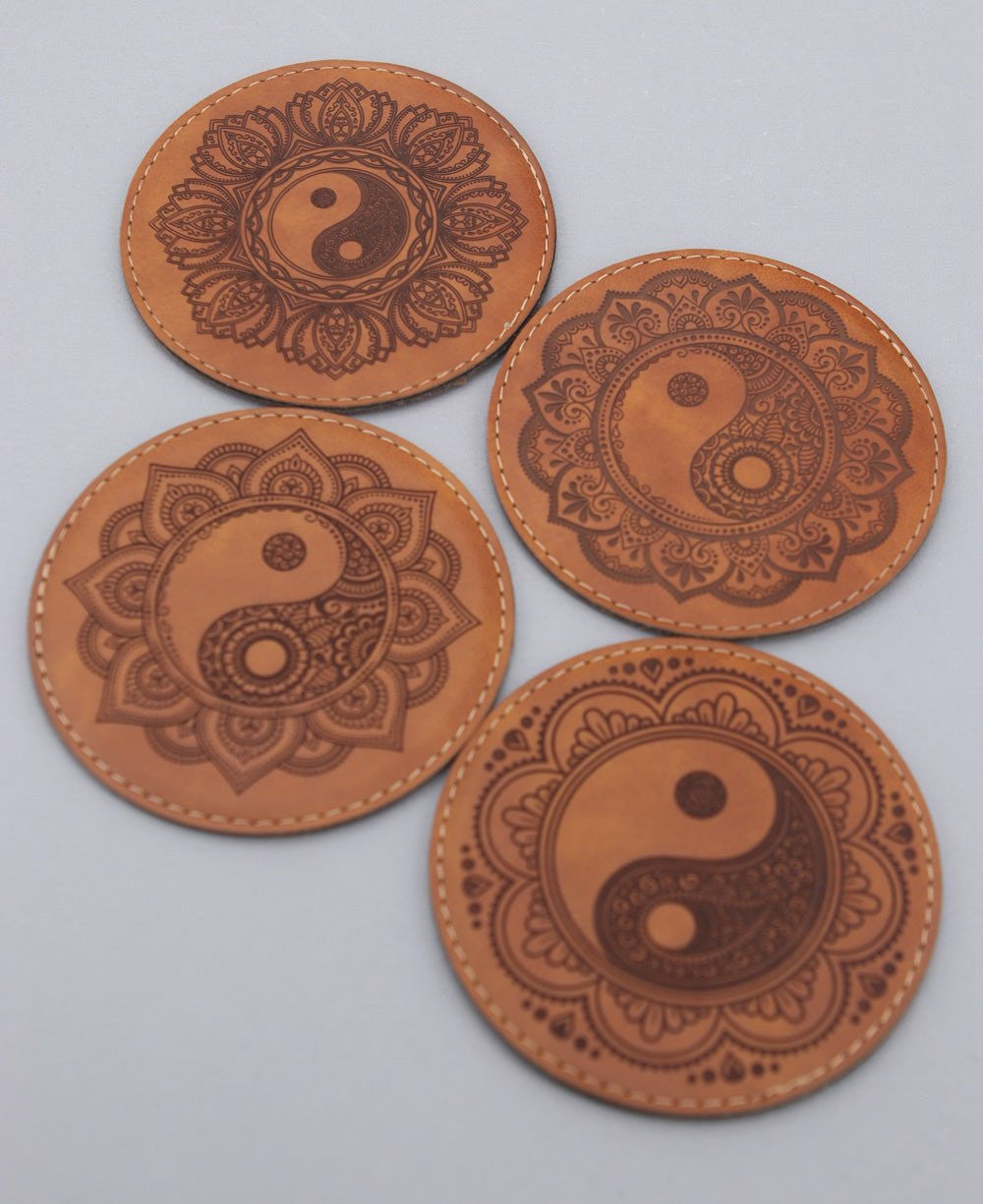 Yin Yang Artistic Faux Leather Coasters -