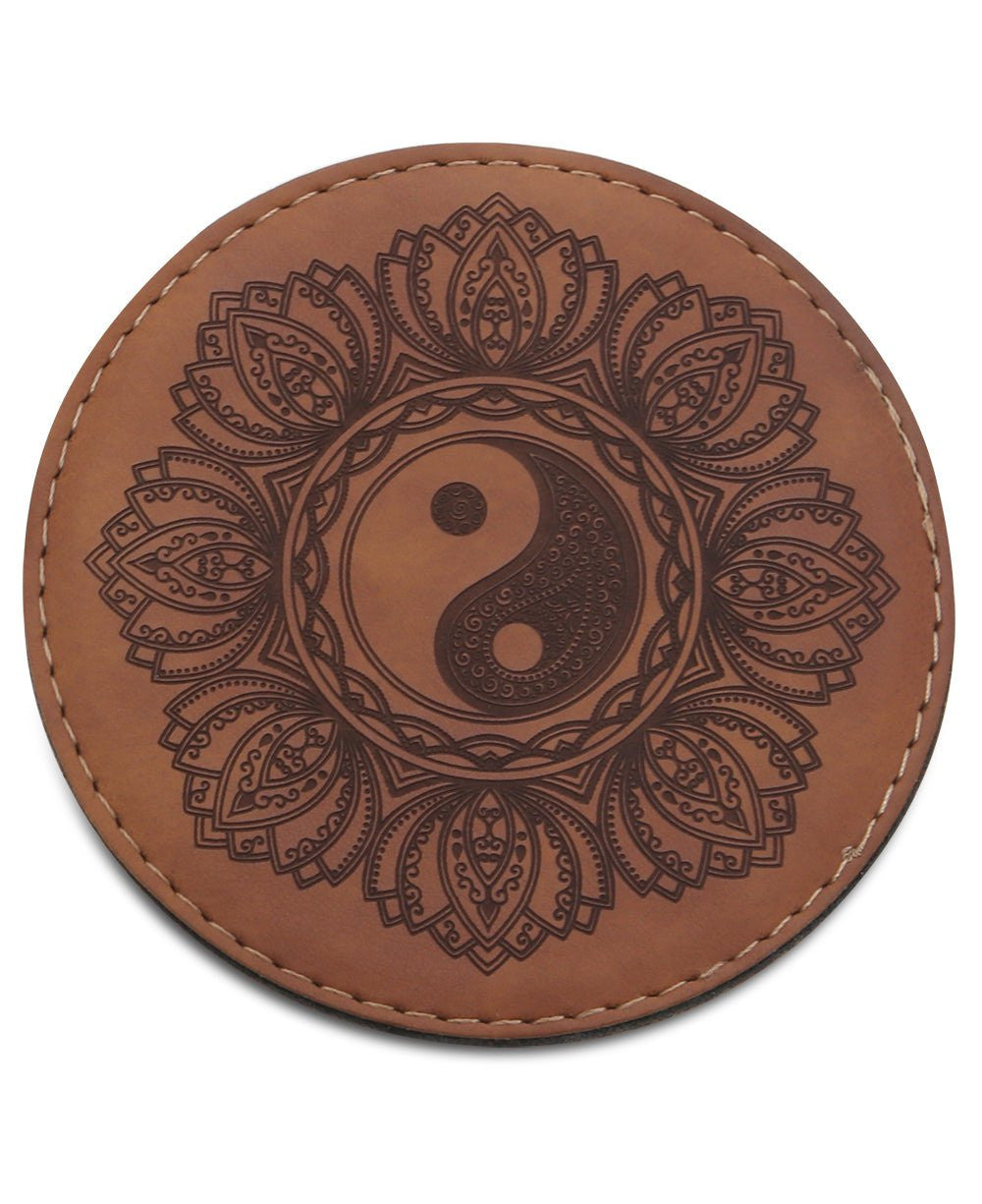 Yin Yang Artistic Faux Leather Coasters -