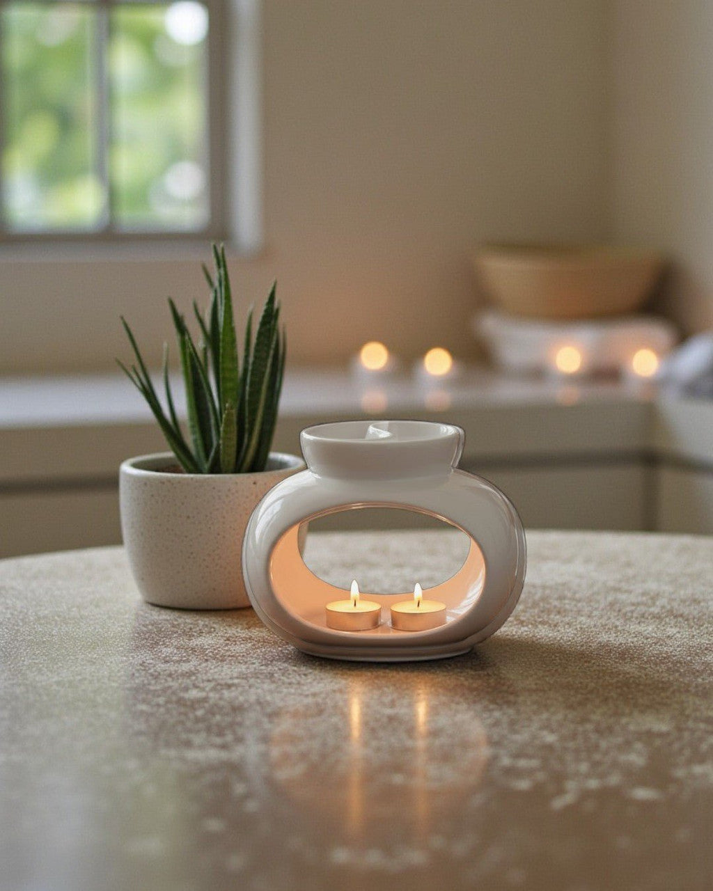 Yin Yang Ceramic Oil & Wax Melt Burner — White Aromatherapy Diffuser - Home Decor