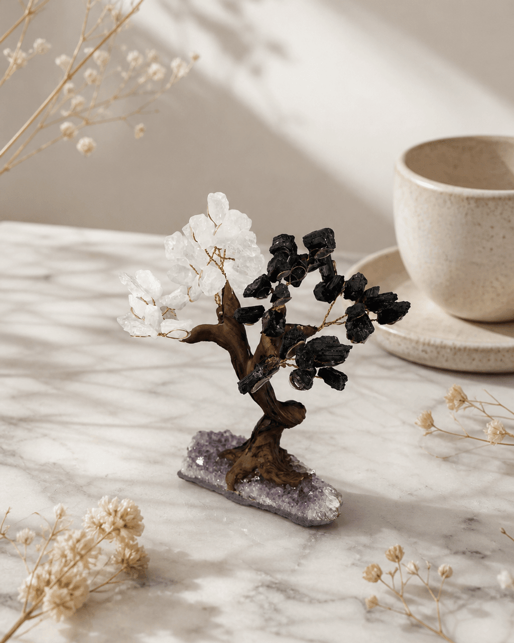 Yin Yang Gemstone Bonsai Tree for Balance - Sculptures & Statues