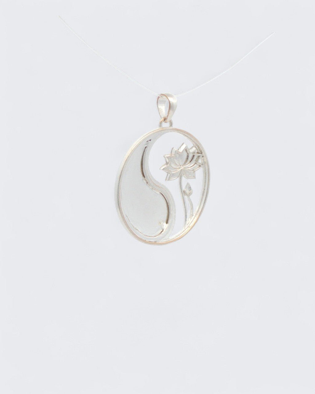 Yin Yang Lotus Pendant — Duo-Tone Silver-Plated Bronze Spiritual Necklace Charm - Pendant