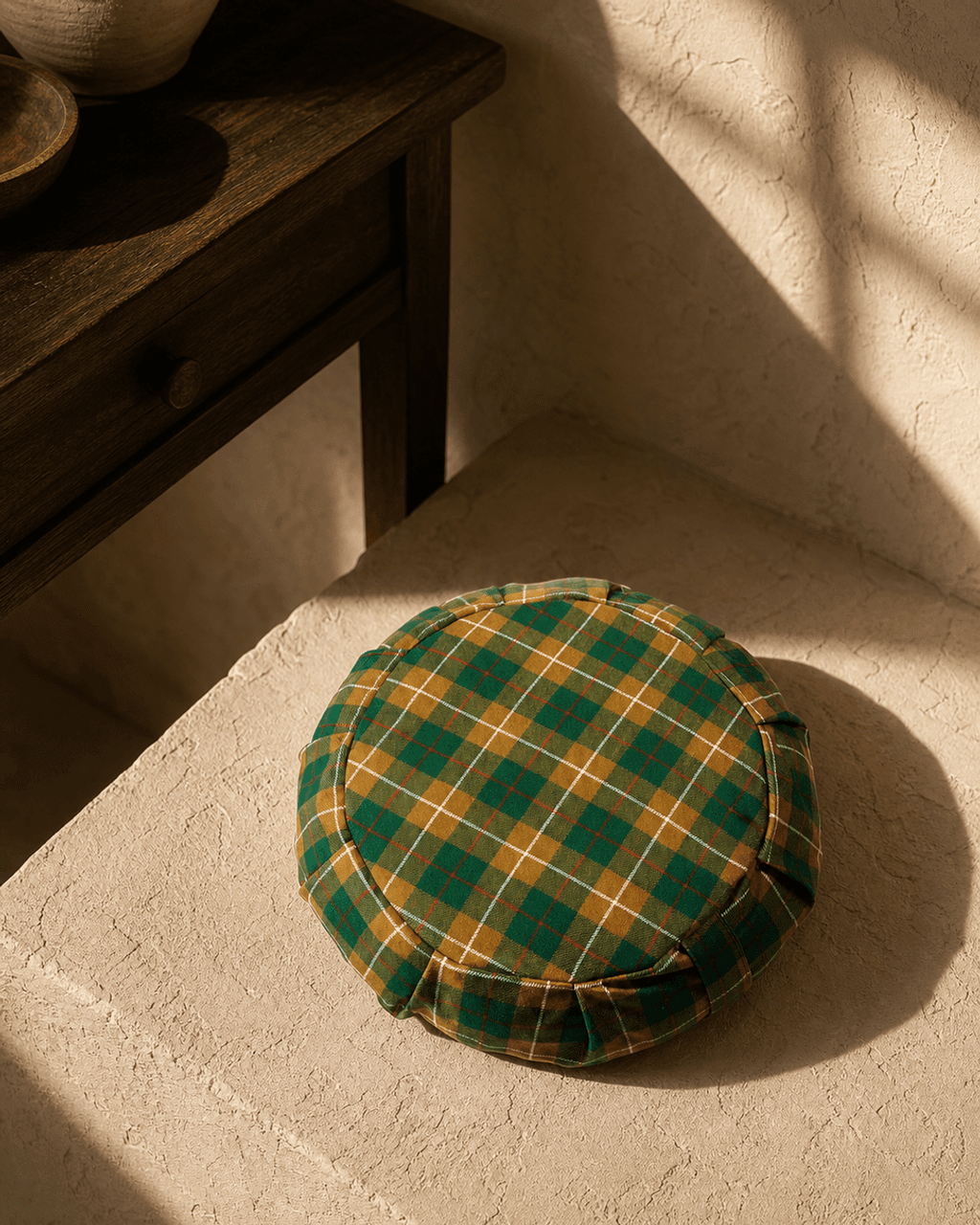 Zafu Cushion in Green and Sienna Brown - Massage Cushions