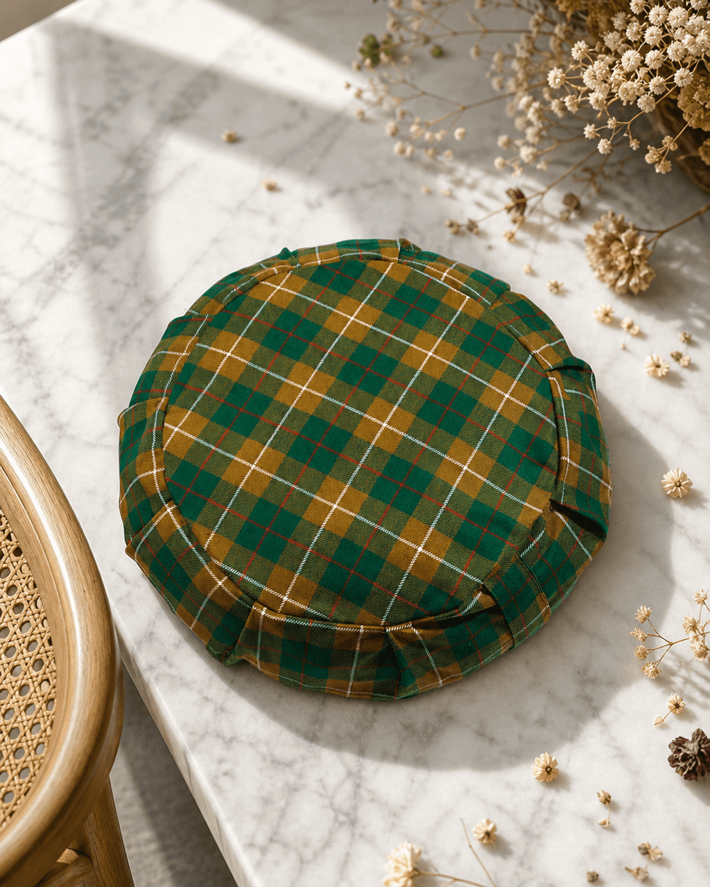 Zafu Cushion in Green and Sienna Brown - Massage Cushions
