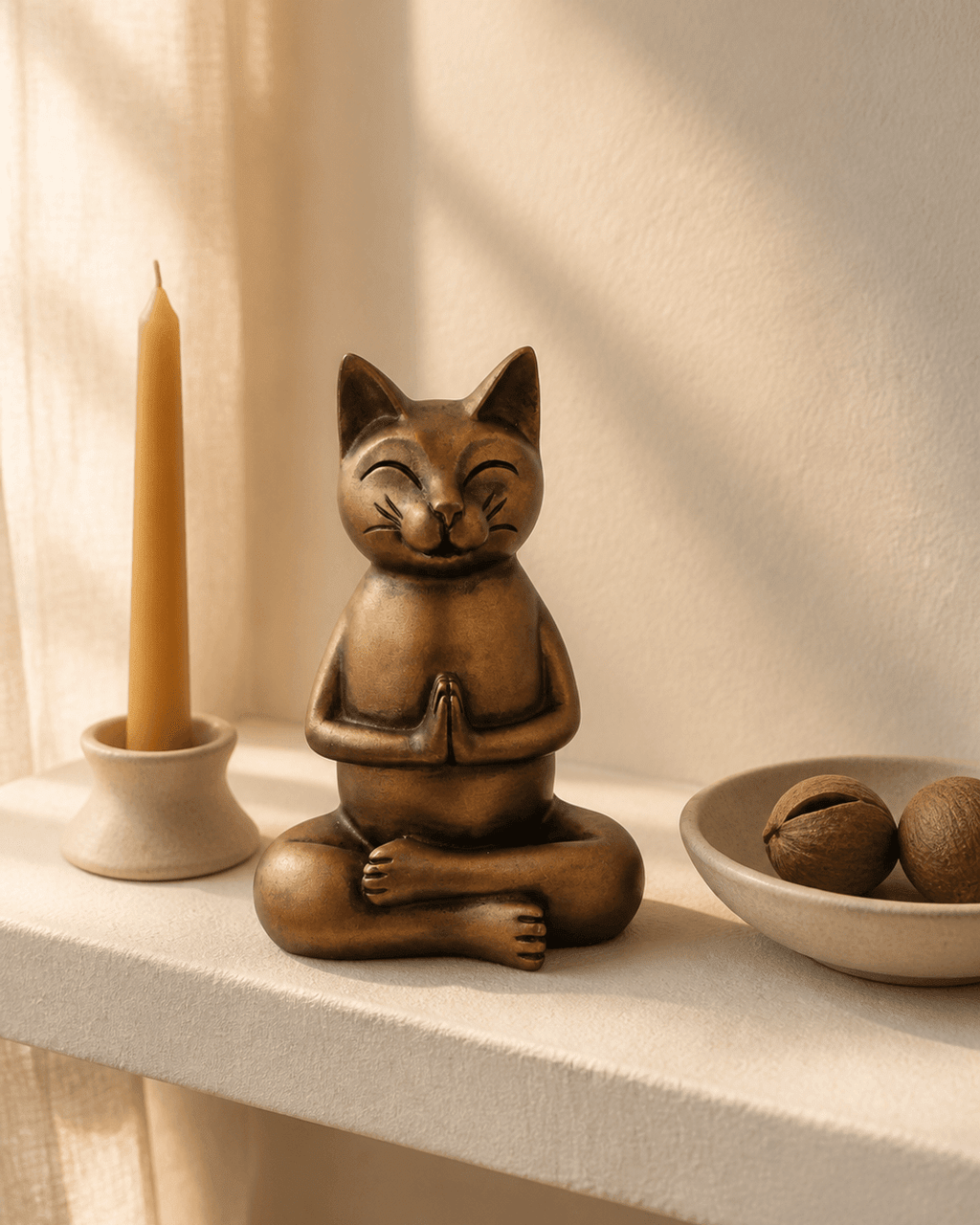 Zen Meditating Namaste Cat Statues - Sculptures & Statues Bronze